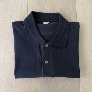 Arket Polo Shirt Men's Size M Medium Navy Blue Supima Cotton